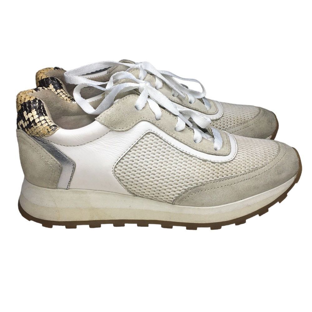 Veronica Beard Hartley Sneakers Low Top Suede Mesh White Women’s Shoes Size 6